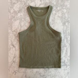 Abercrombie soft rib olive green racer neck tank top